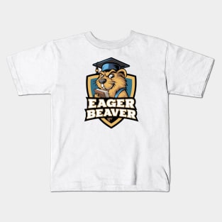 Eager Beaver With Graduate Cap Kids T-Shirt